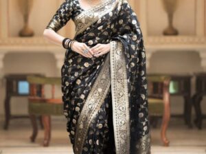 Black Banarasi Saree; Wedding and Festivity Wear