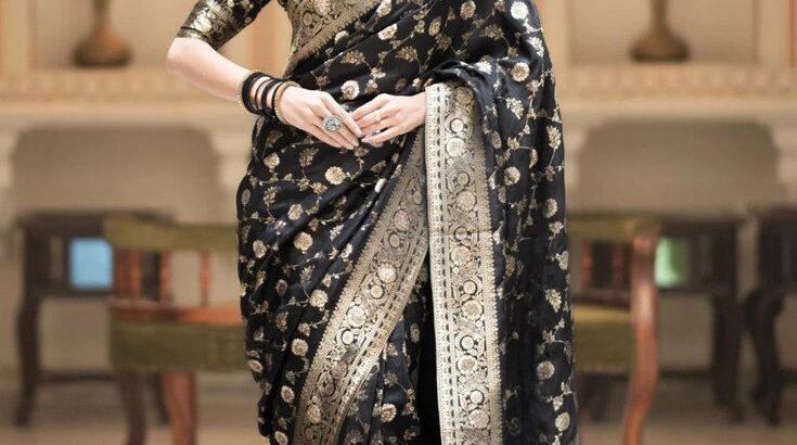 Black Banarasi Saree; Wedding and Festivity Wear